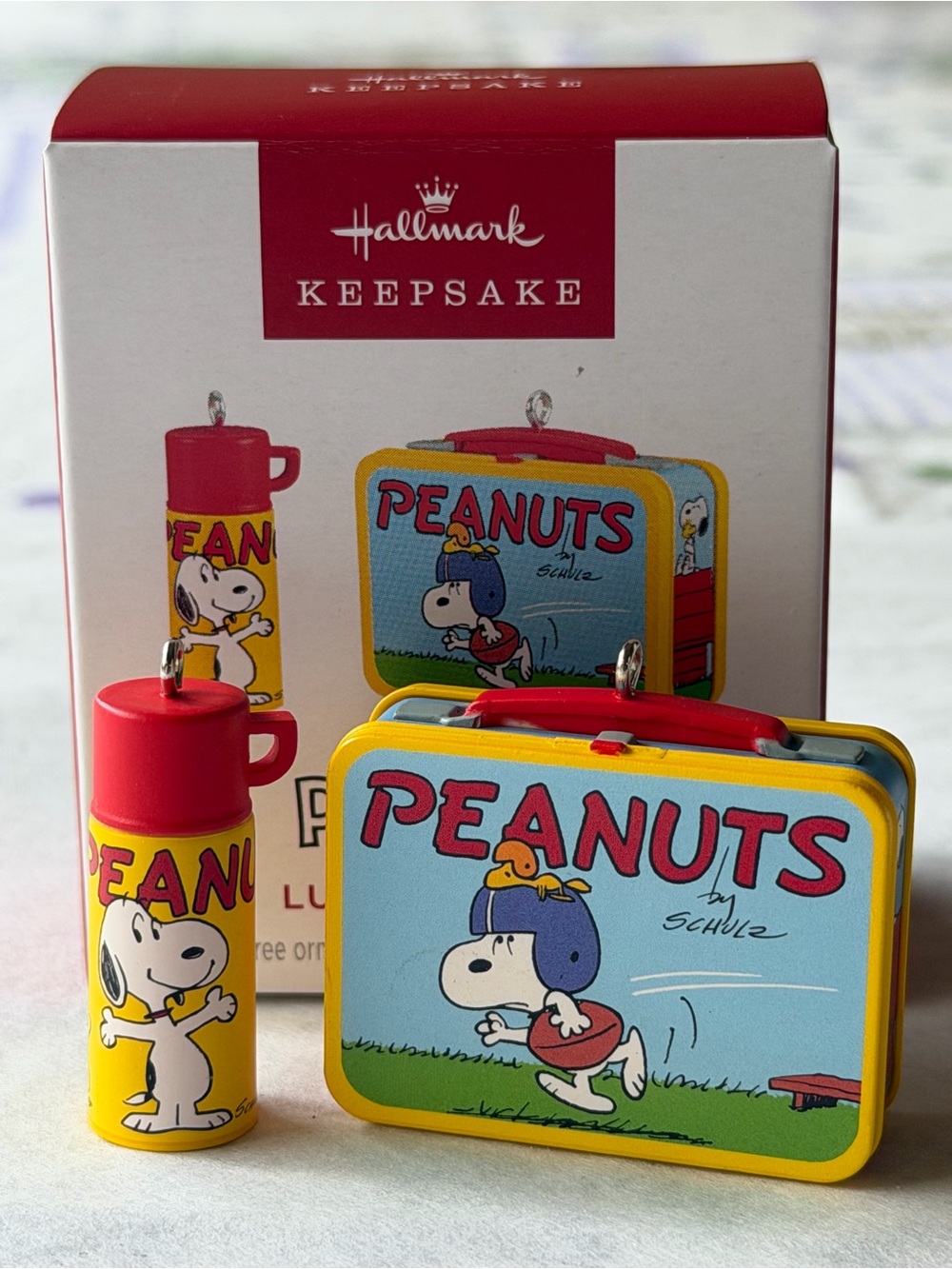 🐶 Hallmark Peanuts Lunchbox & Thermos Ornament Set 🐶 NWT 🐶